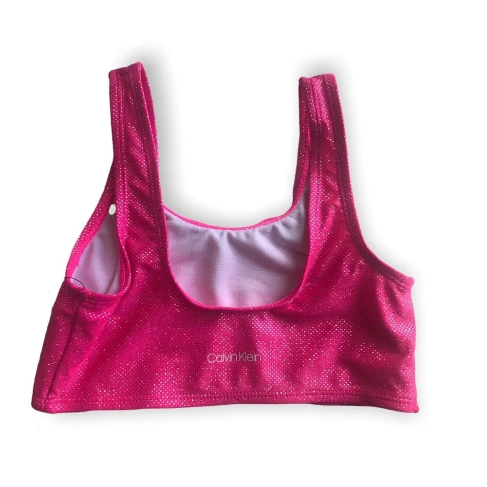 Calvin Klein Girls Pink‎ Glo Shimmer Bikini Set Size M